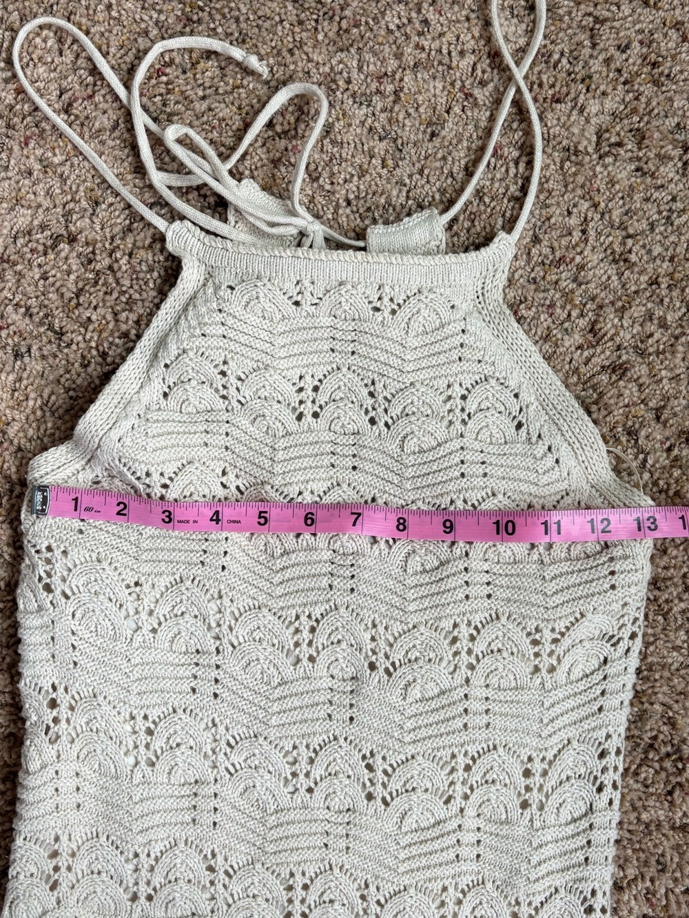 Boho Crochet Halter Maxi Dress in Cream - Picture 6 of 9